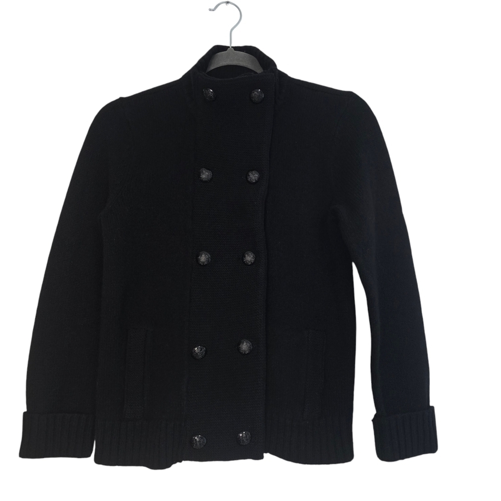 Lauren Ralph lauren 100% Lambswool Black double Breasted Knit Sweater Blazer Neu